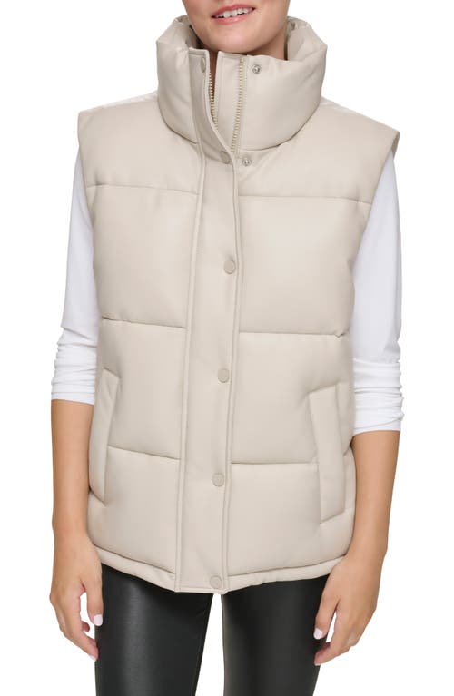 Faux Leather Puffer Vest in Twine