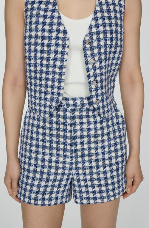 Mango Houndstooth Gilet Blue In Blue