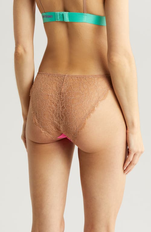 Love Stories Wild Lace Bikini Briefs In Pink/brown