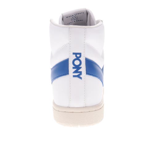 Pony Mens M-pro High Genuine Leather And Suede Premium Lace Up Athletic Sneaker Shoe In White/blue/off White