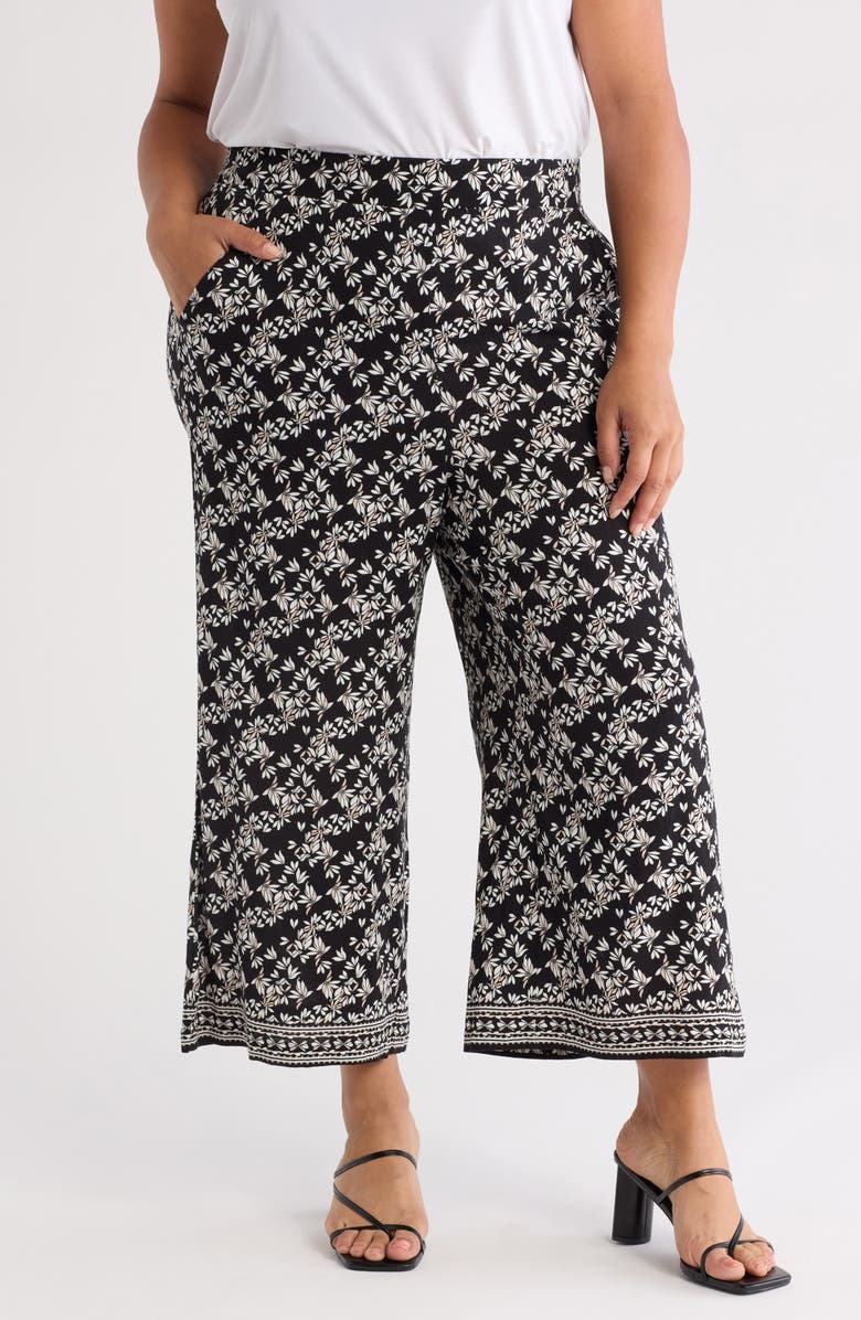 MAX STUDIO Print Crop Wide Leg Pants | Nordstromrack