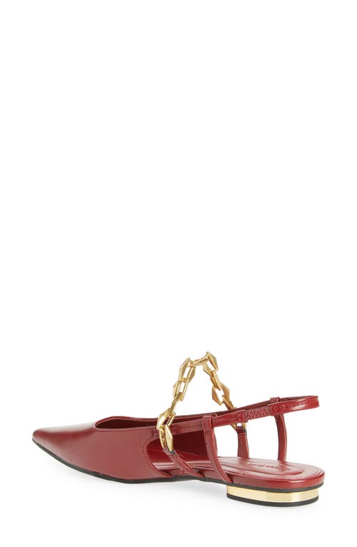 Shop Open Edit Olympia Snakeskin Embossed Slingback Flat In Red Dahlia