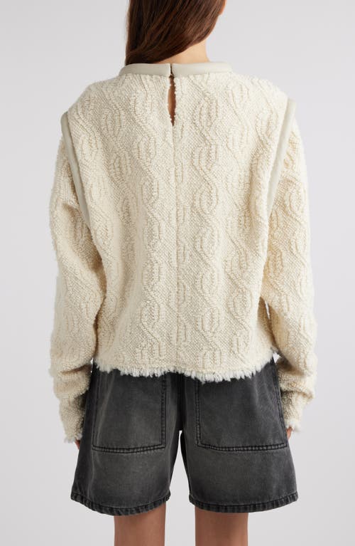 Shop Isabel Marant Ladiva Cable Stitch Raw Hem Wool Blend Sweater In Ecru