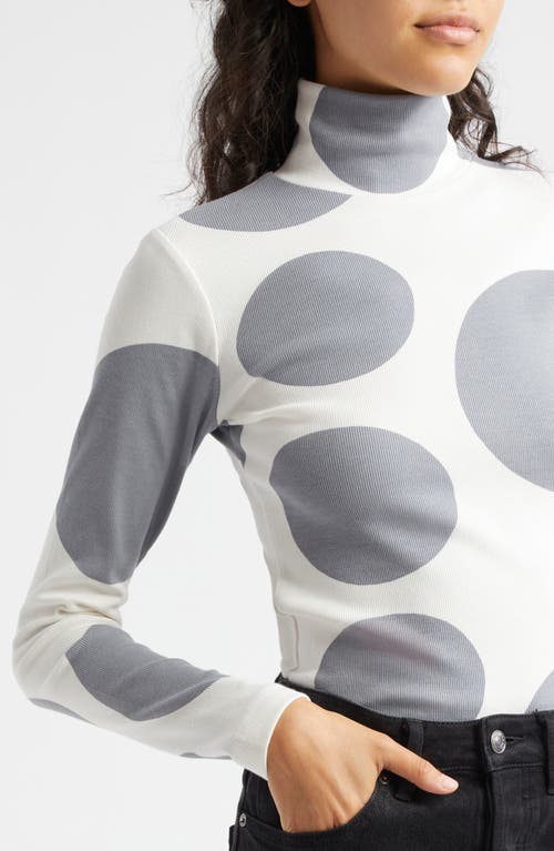 Shop Marimekko Lumia Klaava Cotton Rib Turtleneck In Off White Grey