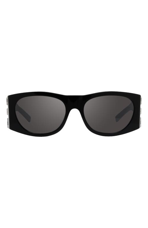 Givenchy 4G 56mm Square Sunglasses in Shiny Black /Smoke Mirror at Nordstrom