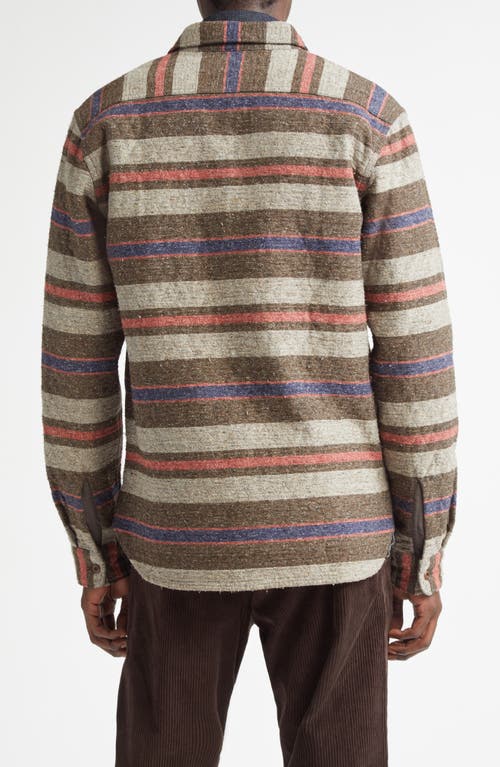 Double Rl Stripe Cotton Blend Button-up Shirt In Brown Multi