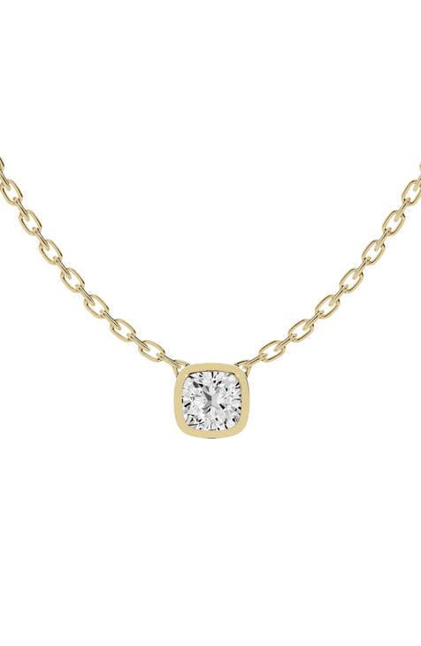 18K Gold Cushion Lab Created Diamond Pendant Necklace (Nordstrom Exclusive)