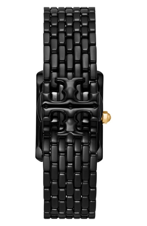 Shop Tory Burch The Eleanor Bracelet Watch, 25mm In Black/black Ip/gold