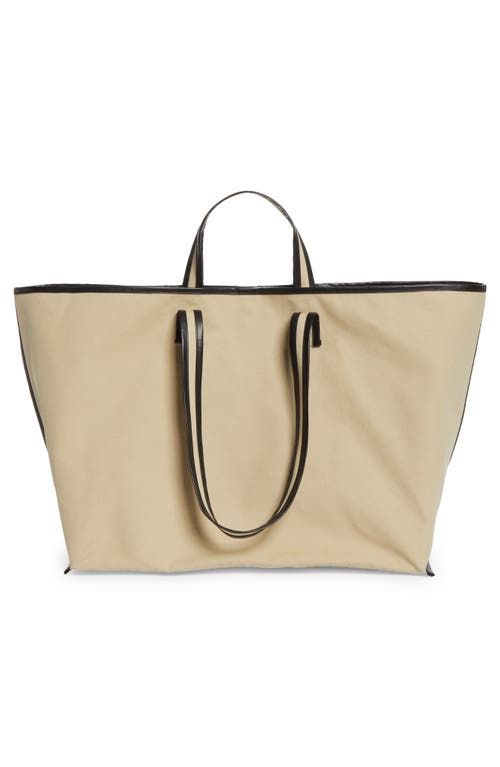 Shop Kassl Large Contrast Trim Canvas Tote In Beige/oil Black 0170