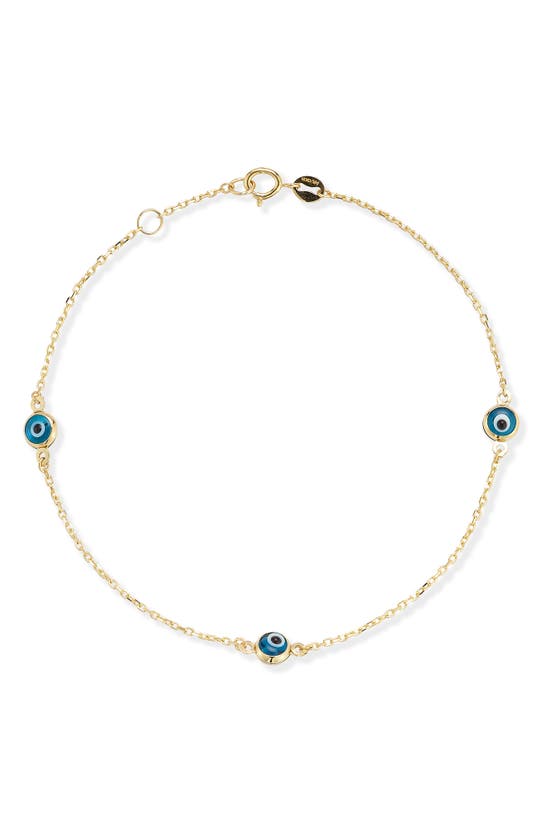 Ember Fine Jewelry 14k Yellow Gold Evil Eye Station Chain Bracelet In 14k Gold