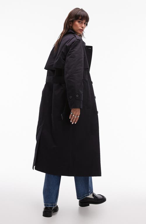 Shop Topshop High Pile Fleece Lined Trench Coat In Charcoal