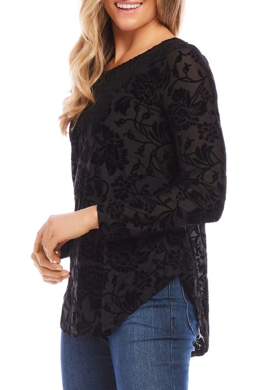 Shop Karen Kane Floral Velvet Burnout Shirttail Top In Black