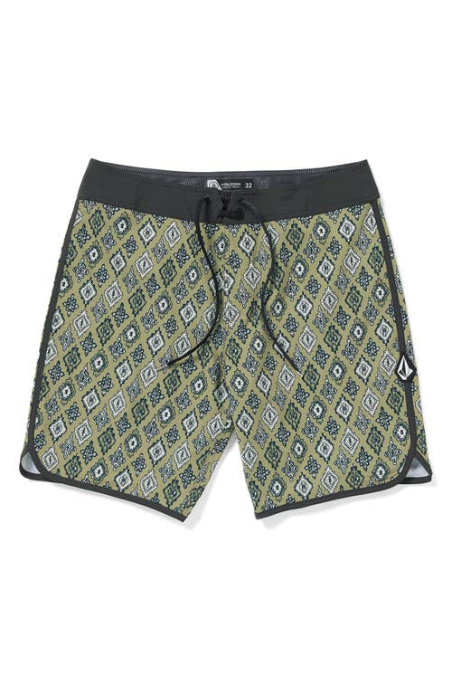 Volcom Kids' Inherent Scallop Mod Board Shorts in Thyme Green 