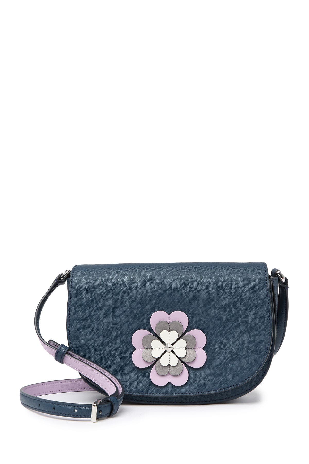 reiley spade flower applique flap crossbody