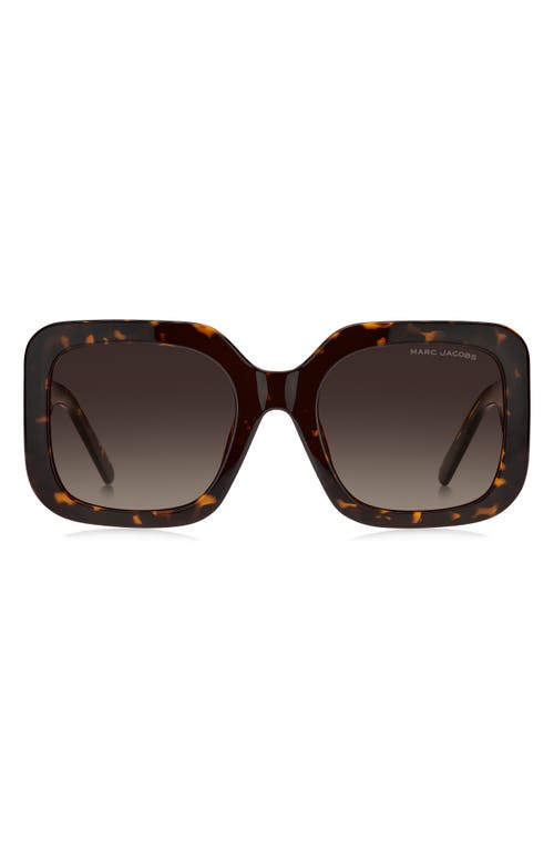Marc Jacobs 53mm Gradient Polarized Square Sunglasses In Havana/brown Gradient