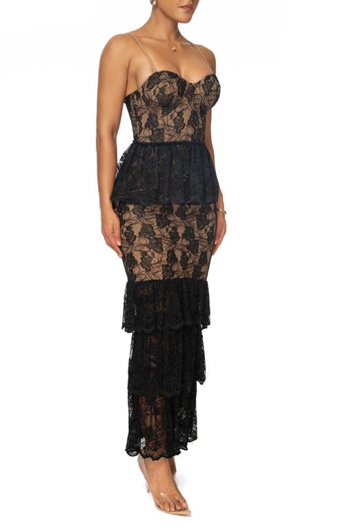 Jluxlabel Fairytale Ending Ruffle Lace Gown In Black