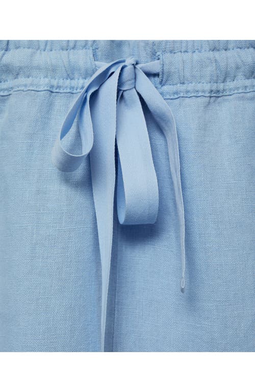 Mango Wideleg Linen Trousers Sky Blue In Sky Blue