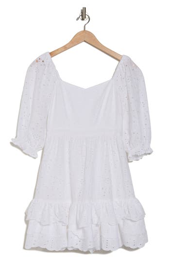 Rachel Parcell Eyelet Puff Sleeve Minidress (nordstrom Exclusive In White