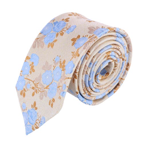 Shop Trafalgar Florian Silk Novelty Necktie In Yellow And Light Blue