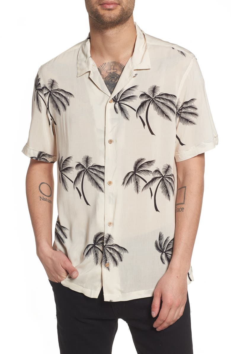 ALLSAINTS Offshore Regular Fit Short Sleeve Sport Shirt, Main, color, ECRU