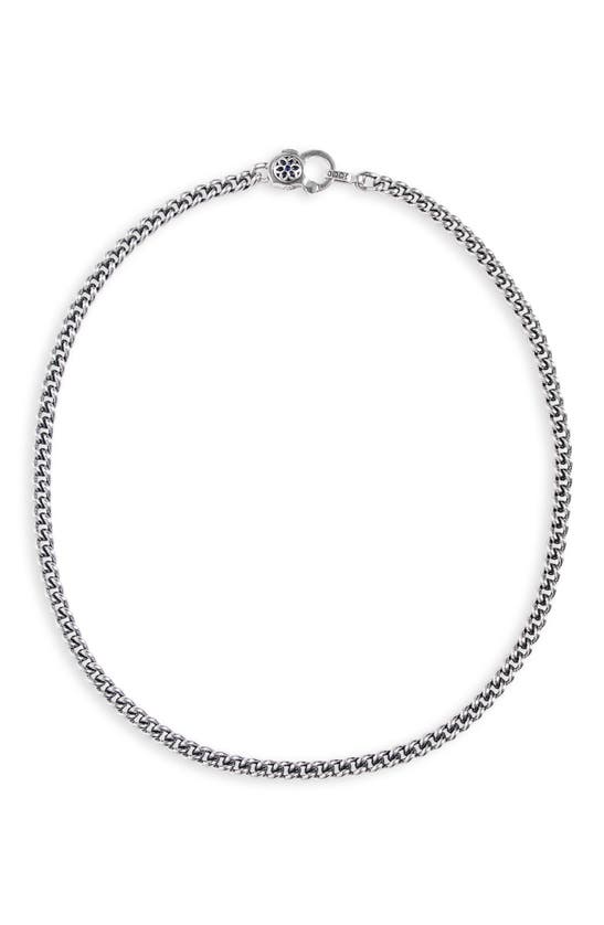 Shop Good Art Hlywd Sapphire Rosette Aa Curb Chain Necklace In Sterling Sliver