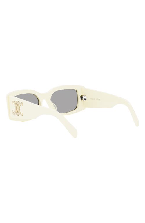 Shop Celine Triomphe 53mm Rectangular Sunglasses In Ivory/smoke