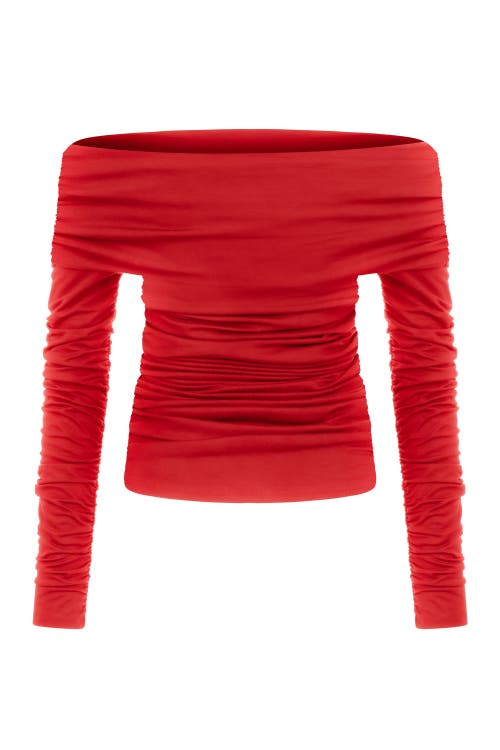 NOCTURNE NOCTURNE OFF SHOULDER BLOUSE WITH RUFFLE DETAIL 