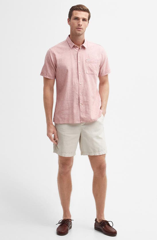 Shop Barbour Nelson Linen & Cotton Button-up Shirt In Pink Clay