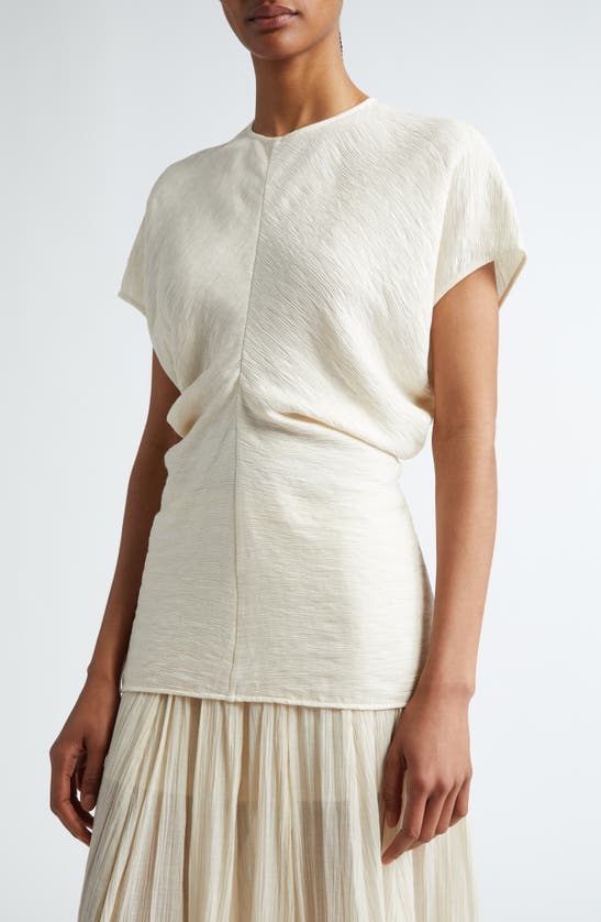 Shop Totême Toteme Crinkle Texture Knit Top In Cream