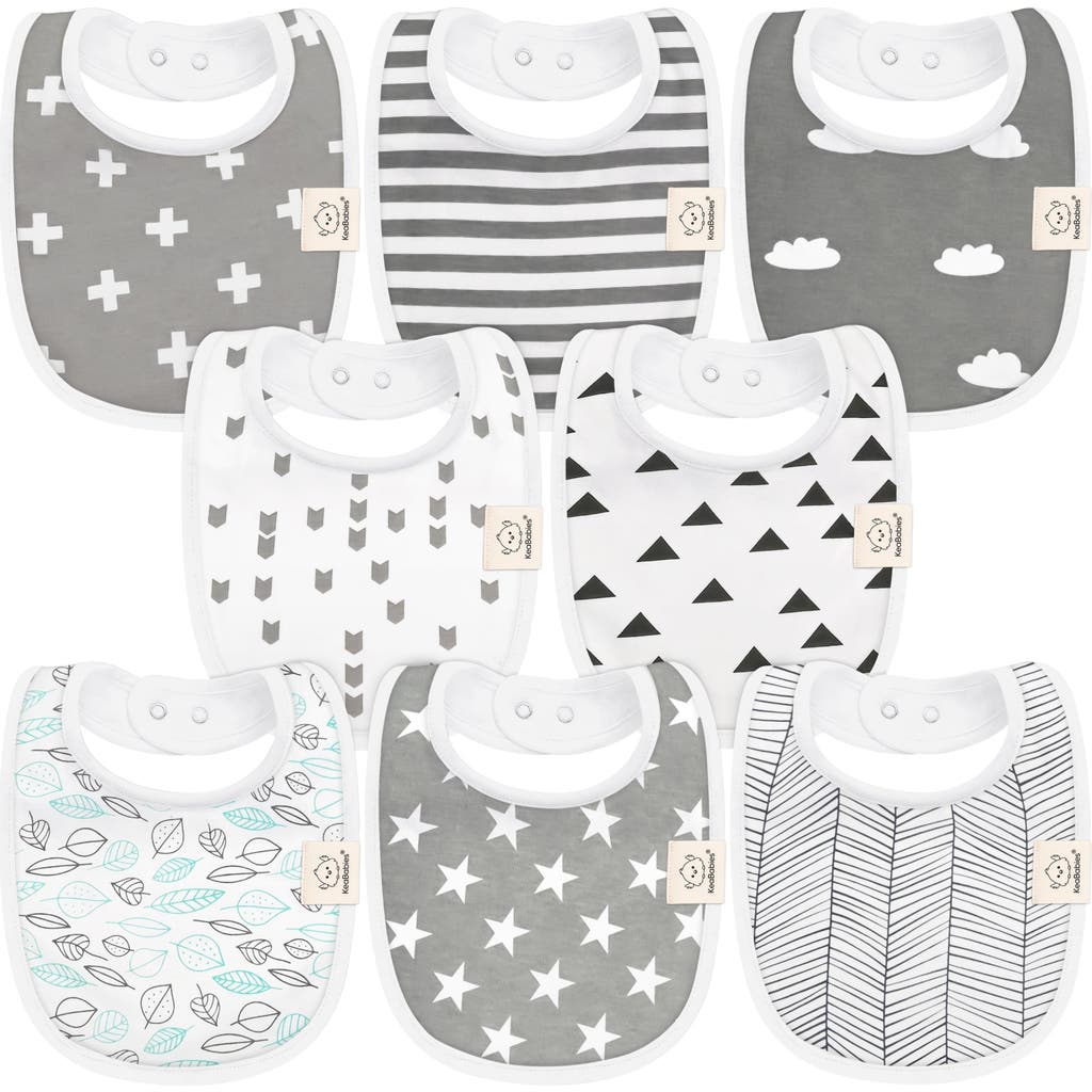 Keababies 8-pack Baby Drool Bibs In Grayscape