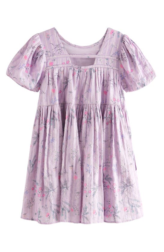 Shop Laura Ashley Kids' Croswell Shimmer Stripe Babydoll Dress In Lilac Floral