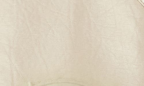 Iets Frans Varsity Faux Leather Bomber Jacket In Cream