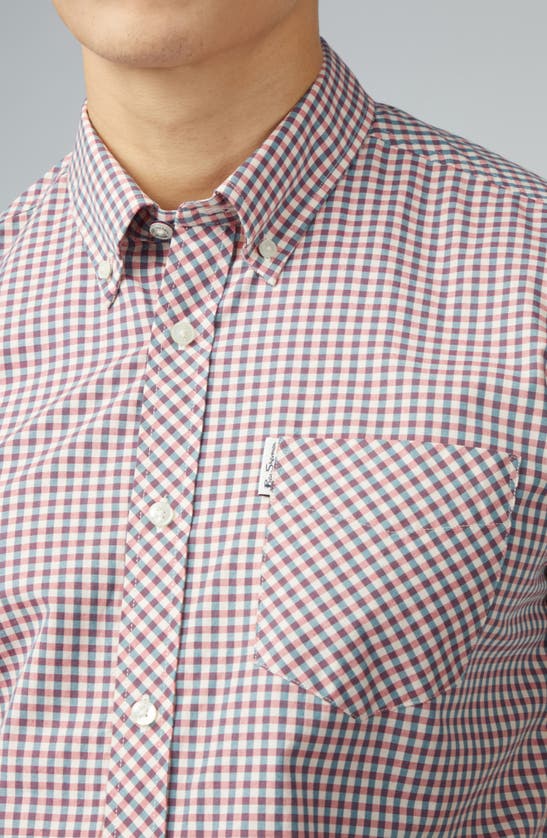 Shop Ben Sherman Regular Fit Gingham Short Sleeve Button-down Shirt In Scarlet