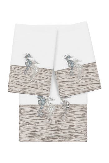 Shop Linum Home Textiles White/gray Sofia 3-piece Embellished Towel Set