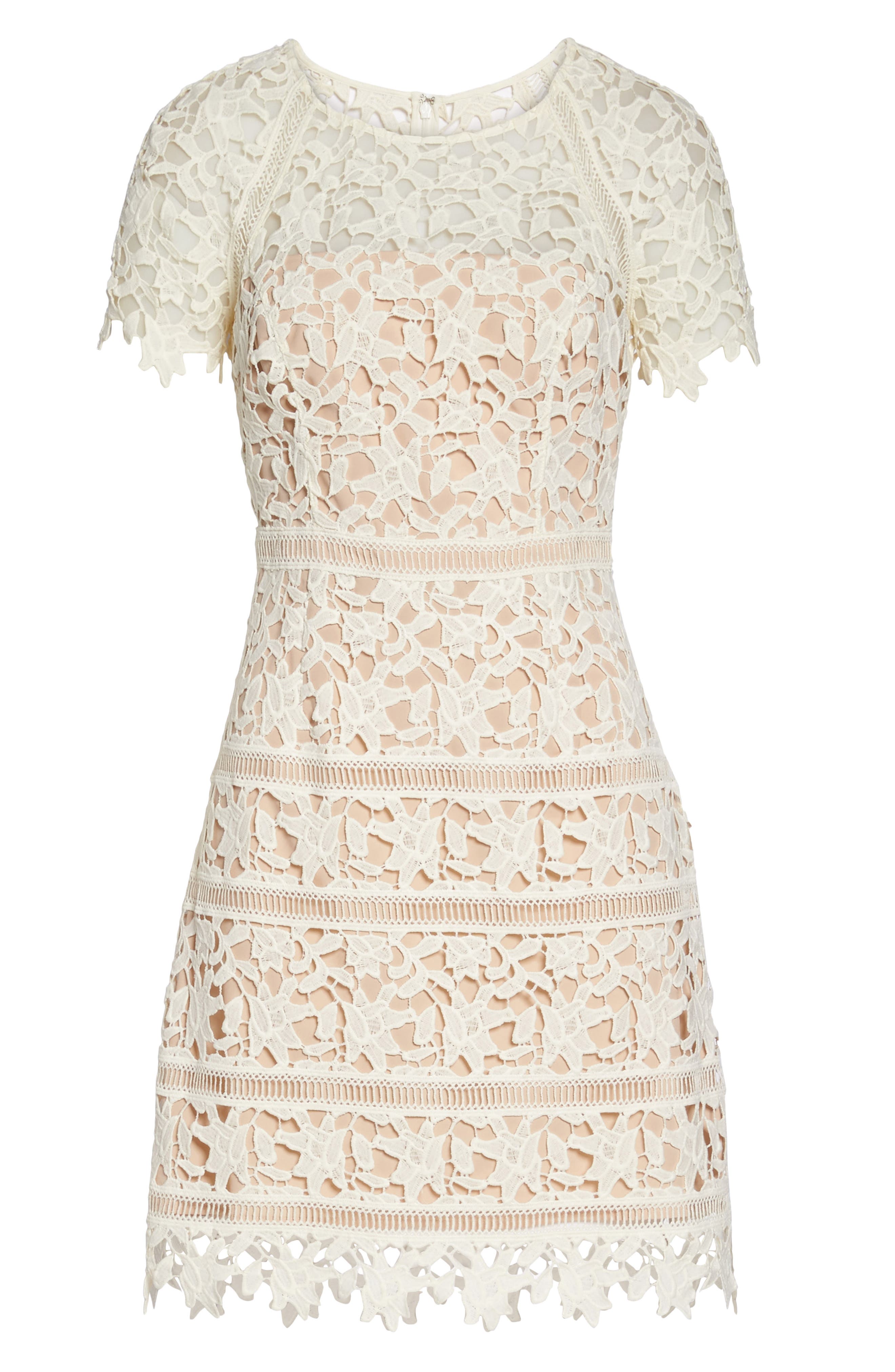 lace overlay sheath dress eliza j