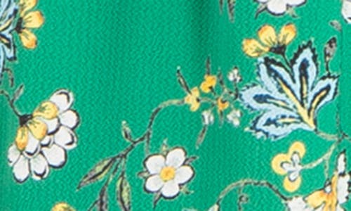 Shop Max Studio Ruffle Collar Print Tiered Maxi Dress In Green/cream Flower