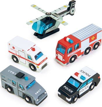 Toy emergency vehicle store set