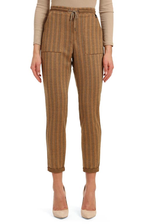 Checked High Waist Crop Pants in Orange Checked