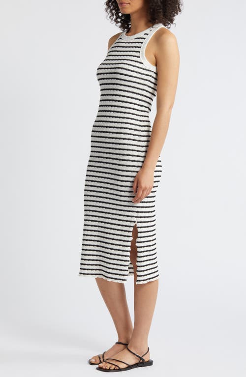 Shop Loveappella Stripe Midi Tank Dress In Black/natural