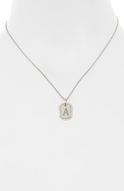 Meshmerise Diamond Initial Dog Tag Pendant Necklace In White-a