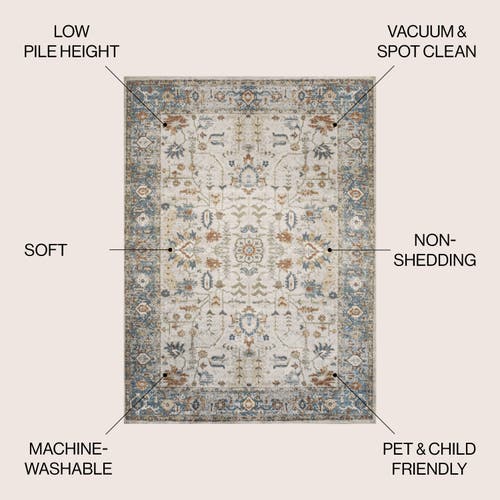 JONATHAN Y JONATHAN Y HIERO PERSIAN BORDER LOW-PILE MACHINE-WASHABLE AREA RUG