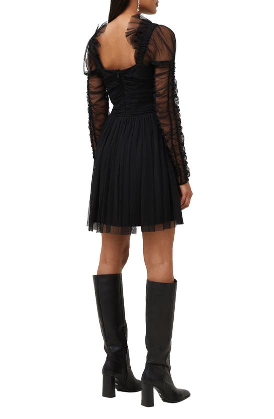 Shop French Connection Edrea Long Sleeve Tulle Dress In Blackout