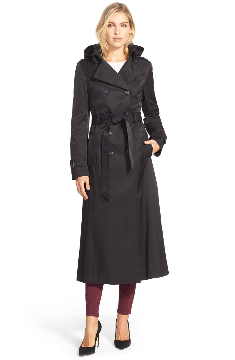 DKNY Hooded Double Breasted Maxi Trench Coat | Nordstrom