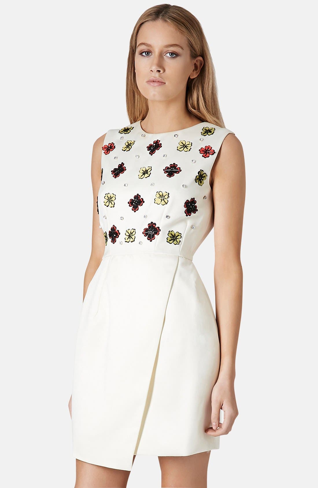 Floral Embellished Faux Wrap Sheath Dress Nordstrom
