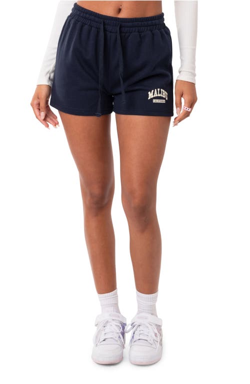 EDIKTED Malibu Girl Cotton Terry Shorts in Navy at Nordstrom, Size Small