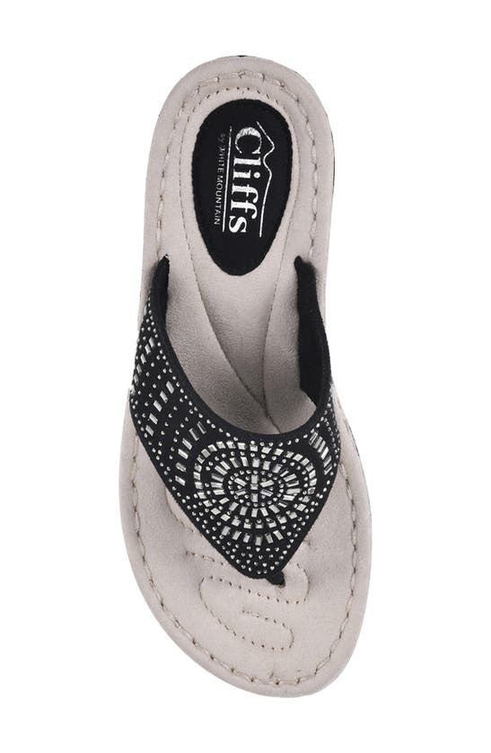 Cliffs By White Mountain Cienna Thong Comfort Sandal In Black Fabric