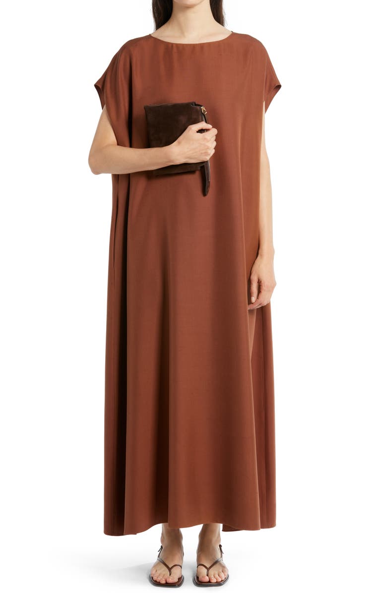 THE ROW Sebastian Silk Shantung Dress, Main, color, TOFFEE