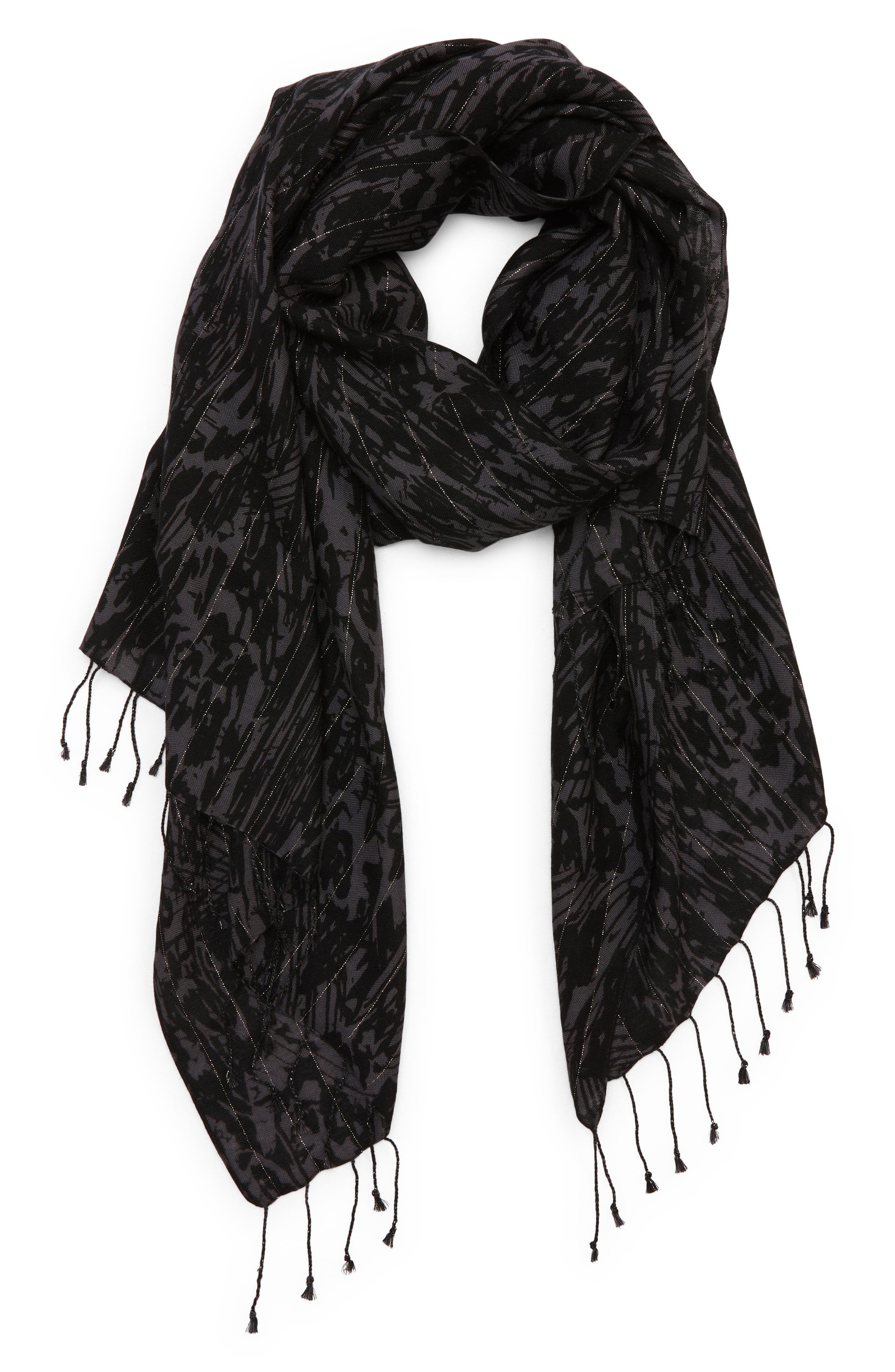 Rebecca Minkoff Abstract Brushstrokes Scarf in Black at Nordstrom
