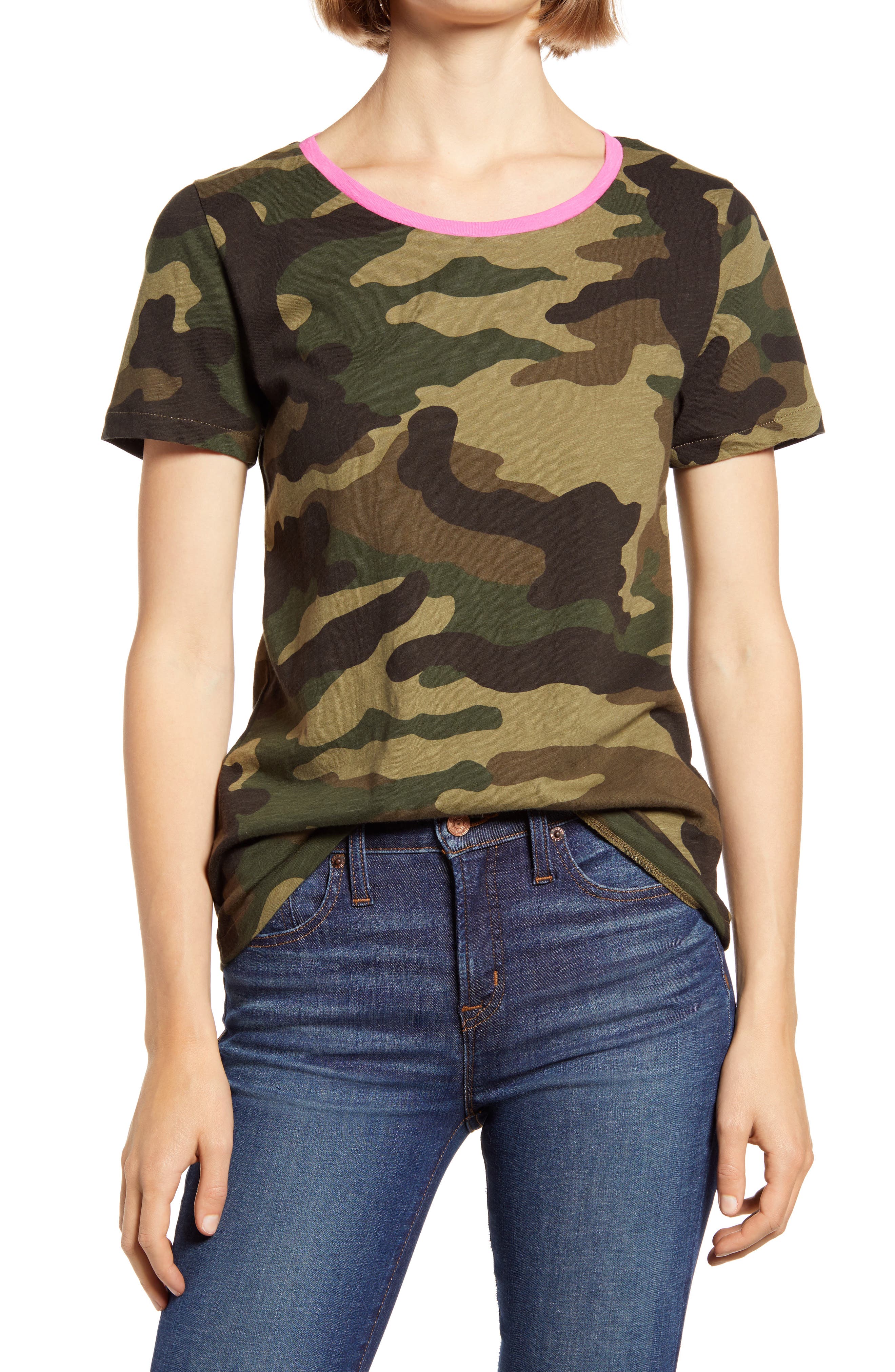 J.crew Camo Ringer T-shirt In Woodland 