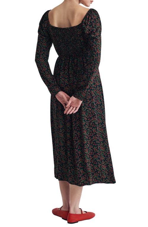 NOBODY'S CHILD NOBODY'S CHILD ABBY CHERRY PRINT LONG SLEEVE MIDI DRESS
